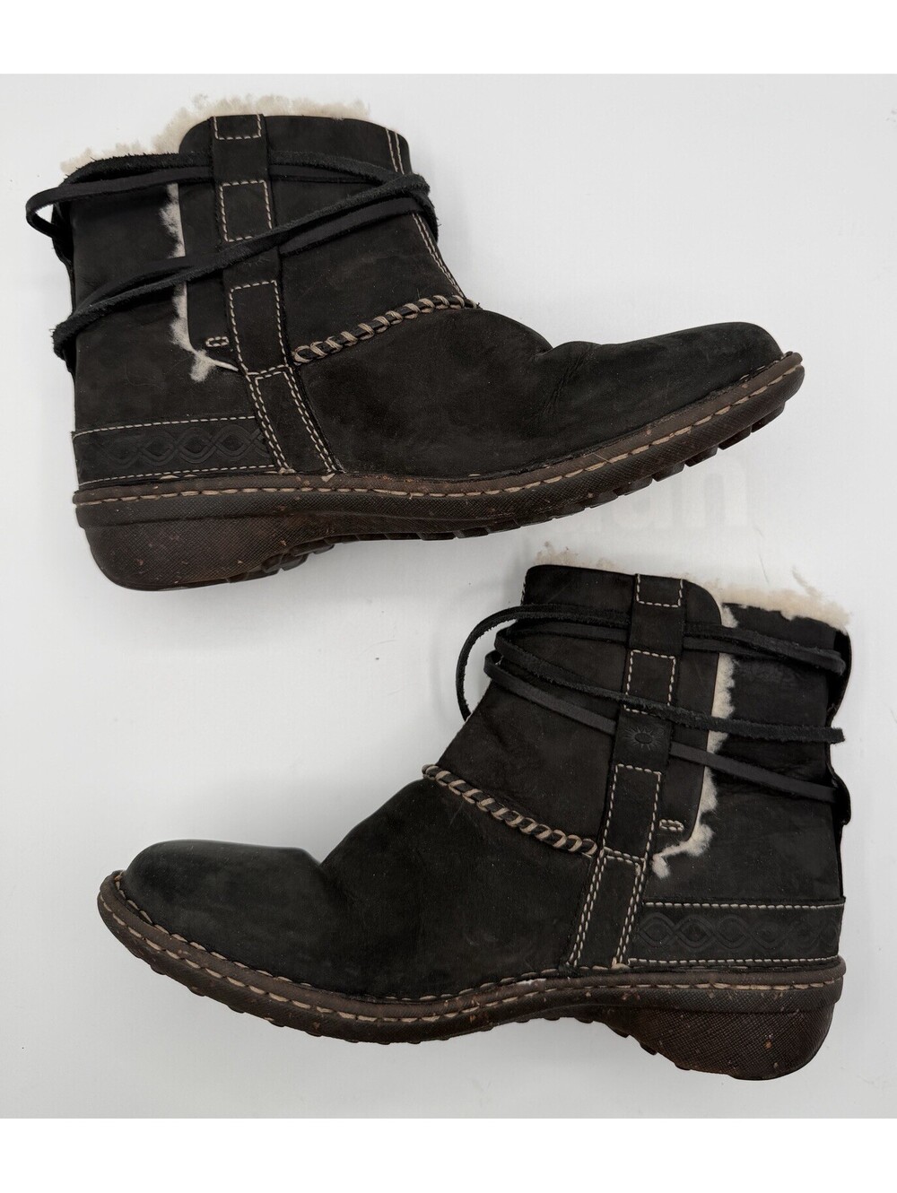 UGG Australia Cove Black Suede Ankle Boots 5136 Shearling Lined Women Size 8 GUC